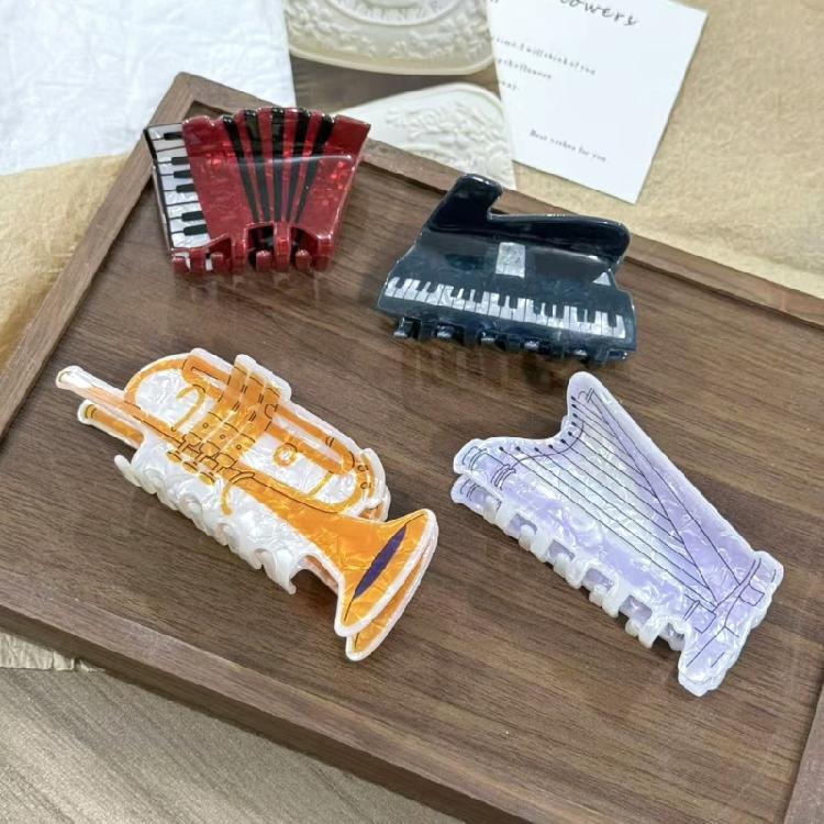 Multipurpose Acrylic Hair Claw Clip Musical Instrument Design Hairpin Hair Ornament For Women Gift For Music Lover