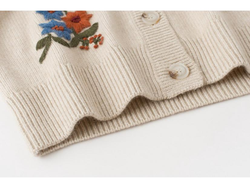 Handmade Embroidered Cashmere Sweater Cardigan - Autumn/Winter Fashion Knitwear