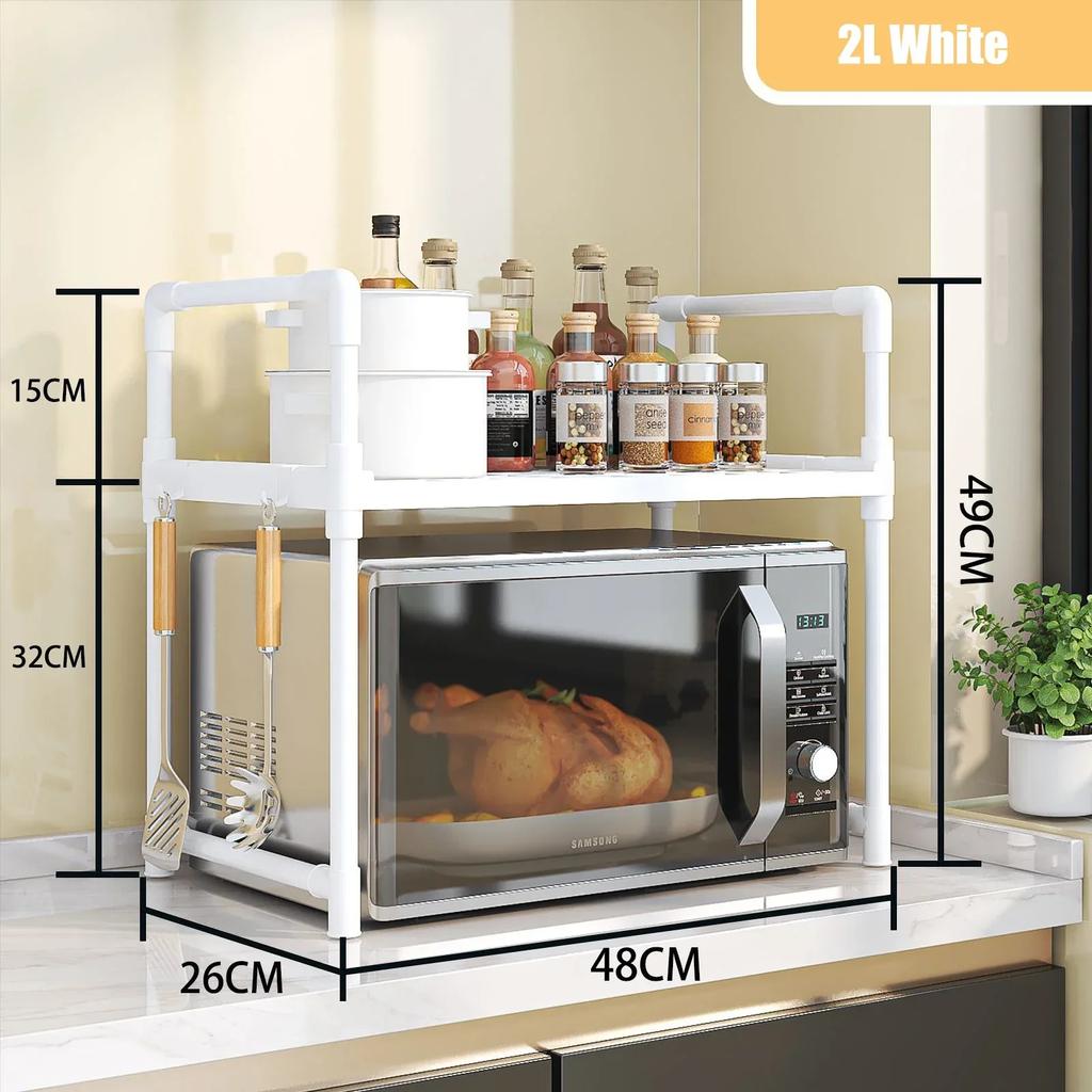 Microwave Rack Kitchen Open Space Seasoning Shelves Partition Storage Bilayer Oven Modern Minimalism Kitchen Storage Organizer