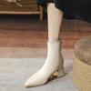 Coarse Heel Short Boots French Temperament High Heel Thin 2025 New Boots Brown Pointed Small Bare Boots Spring and Autumn Single Boots