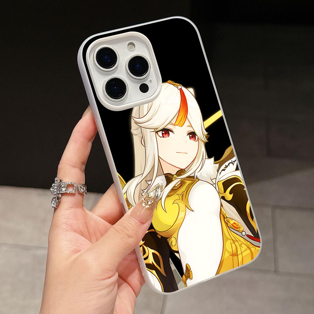 Game GI Ningguang Jelly Double layer White Mobile Phone Case for iPhone 17 16 15 14 13 12 11 Air Pro Max Plus Protective