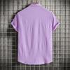 Summer 2026 Men's Loose Solid Color Short-Sleeved Button-Down Casual Shirt