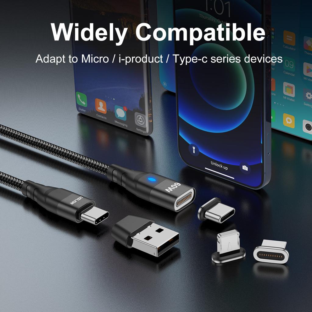 2 In 1 PD 60W Fast Charger Cable USB C To Type C Micro Magnetic Data Cord for iPhone 13 Pro Max Xiaomi 12 Samsung Poco X4