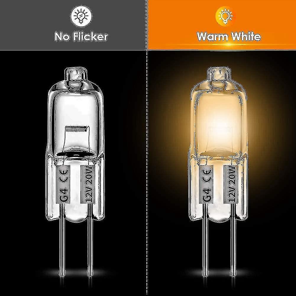 20 Pcs G4 Halogen Bulbs,20w 12v Halogen Light Bulbs 2 Pin Clear Lamp Bulb,for Cooker Lighting,signa