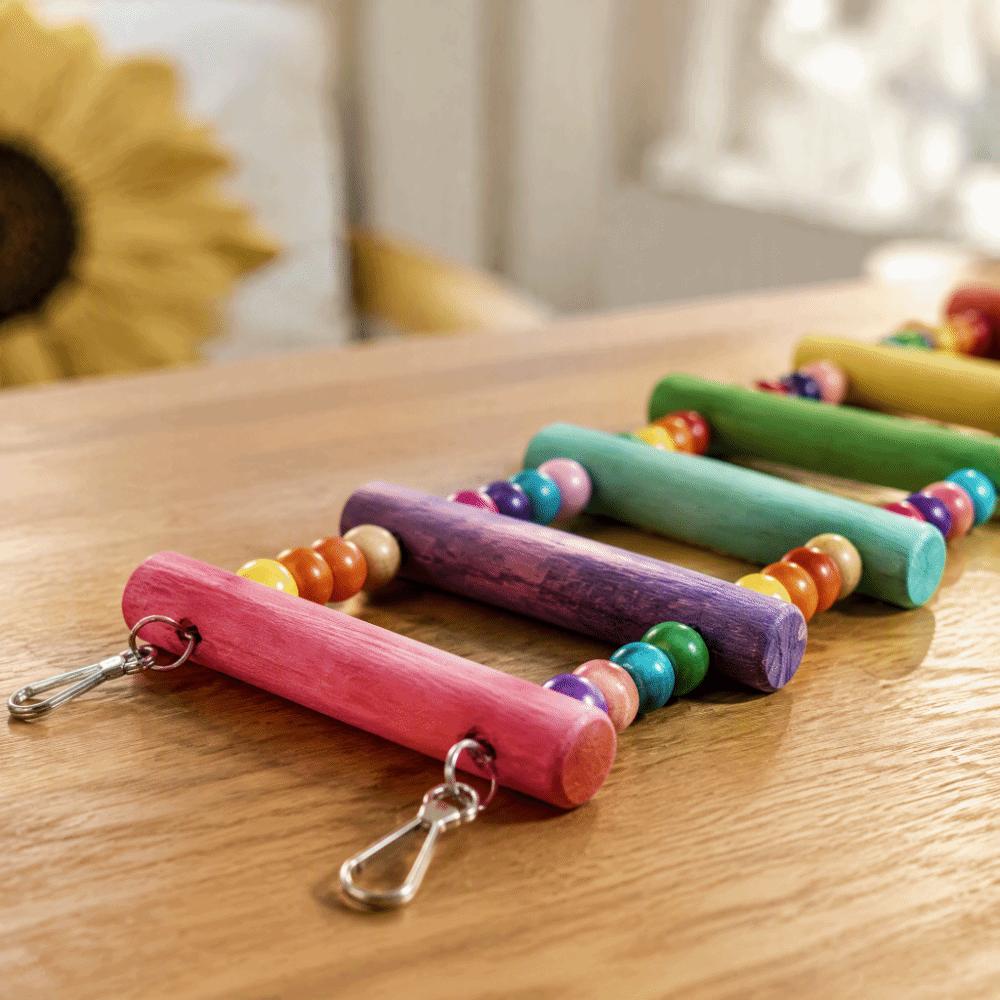 Colorful Beads Parrot Climbing Ladder Natural Wood Parakeet Swing Toy Wood Bead Toy  For Parakeets
