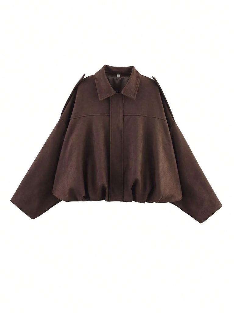 Spring New Arrival Casual Versatile Women's Velvet-Like Texture Stand-Collar Flight Jacket Coat