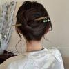 Ancient Style Imitation Jade Pendant Wooden Hairpin Elegant Green Retro Hair Stick Women Traditional Updo Hair Accessories