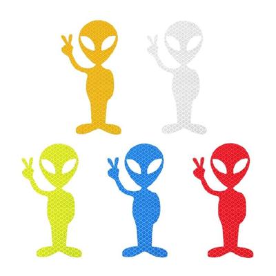 5pcs Motorcycle Car Alien Reflector Stickers Decoration Adhesive High Reflective Sticker for Scooter Helmet Car Window