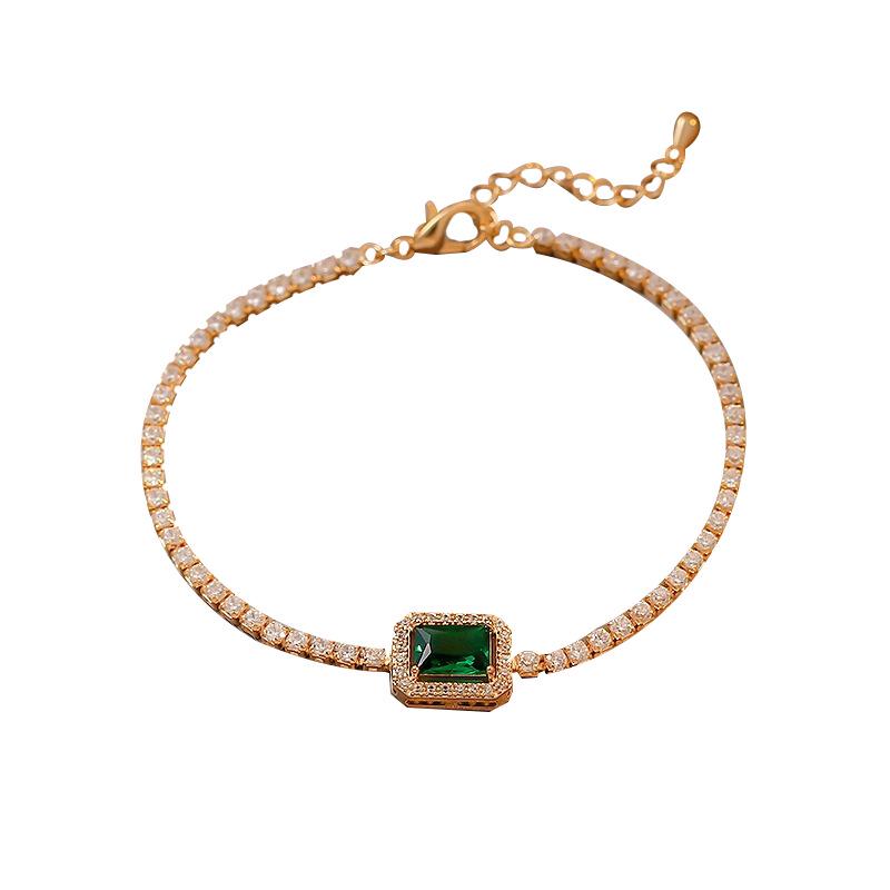 Minimalist Diamond-Set Adjustable Geometric Bracelet – European & American High-End Fashion Jewelry