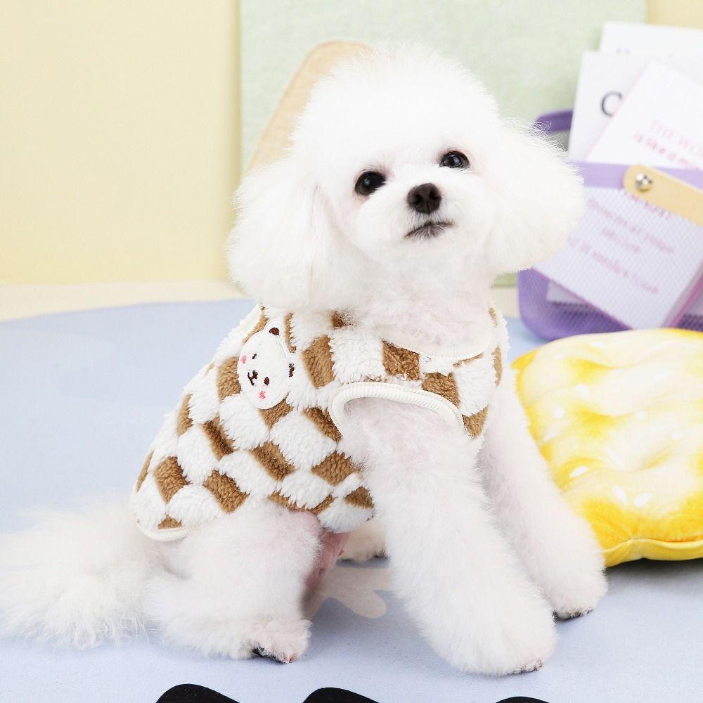 Cartoon Dog Jacket Coat Thickened Puppy Vest Coat Cute Plush Puppy Vest  For Winter and Autumn