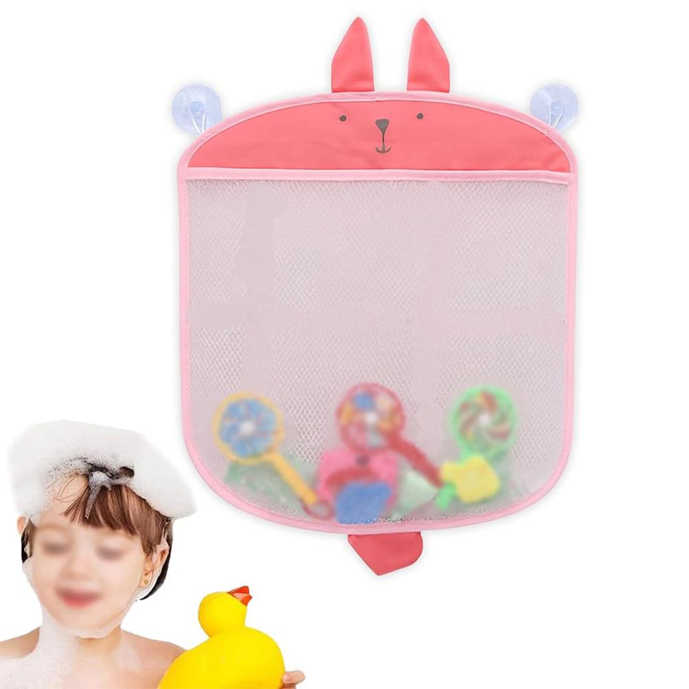 Water Draining Storage Net Bathroom Organizer Suction Cup Hooks Bathtub Storage Net Polyester Fiber Self-adhesive Suction Cup