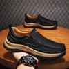 Genuine Leather Men's Slip-On Flats Handmade Casual Leather Shoes Wear-Resistant Loafers Anti-Skid Round Toe Business Footwear