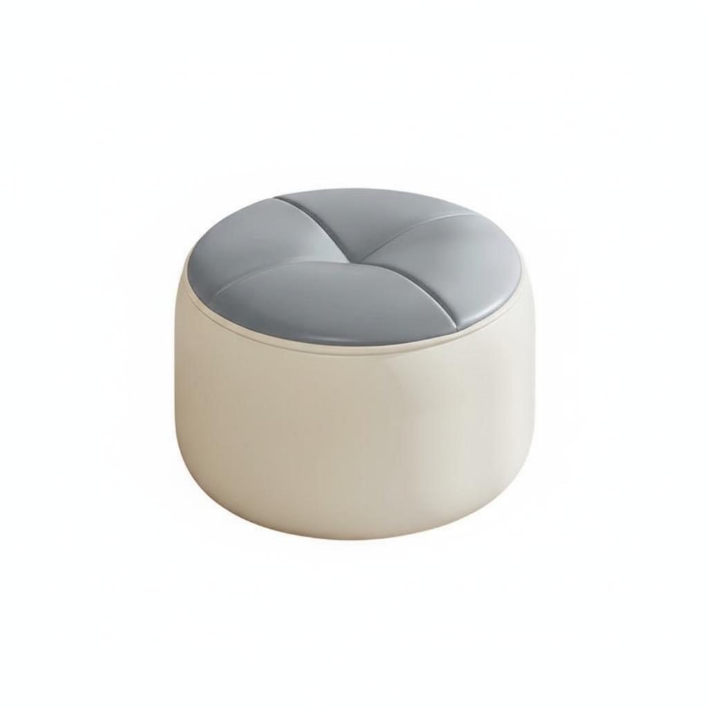 Round Padded Stool Space-Saving Round Padded Footstool Entryway Shoe Stool Sturdy & Long-Lasting Low Leather Footstool Easy To