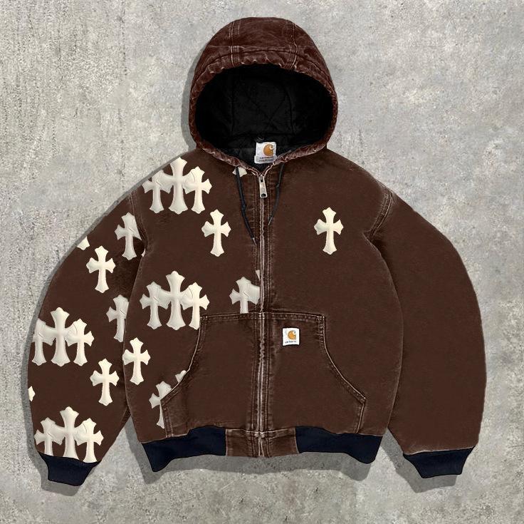 European and American Trend Men's Printed Hooded Sweatshirt Pullover