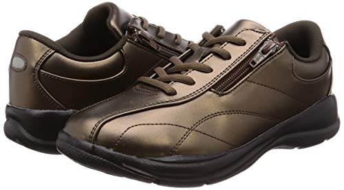 Asahi Walking Shoes with Zipper, Lightweight, L511, Bronze, 25.0 cm, 4E