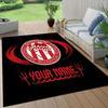Custom Name Olympiacos Flannel Pattern Square Carpet,Area Rug,Carpet Rug for Living Room Bedroom Sofa Playroom Decor,Non-slip Floor Mat
