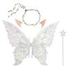Sparkling Wings Wreath Elf Ear Set Foldable Fairy Cosplay Set Butterfly Wings Set  Themed Party