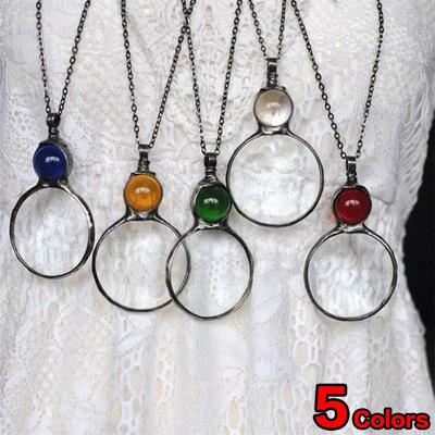 5 Colors Vintage Magnifying Glass Necklace Personalized Magnifying Pendant Necklace 10X Reading Magnifier For Elders