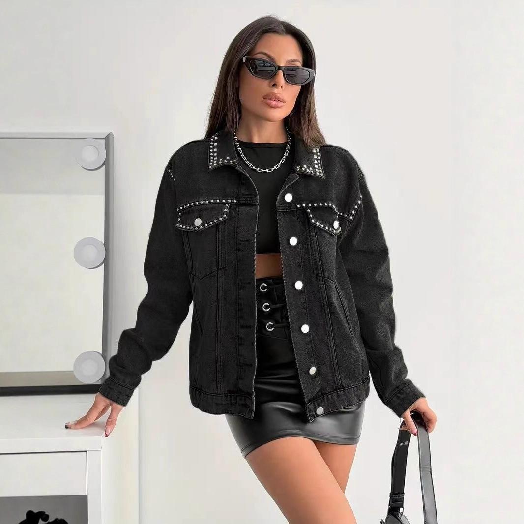 

Женский топ в европейском стиле с бусинами, джинсовый, модный, повседневный - Размер на бирке Независимая станция Extra Large