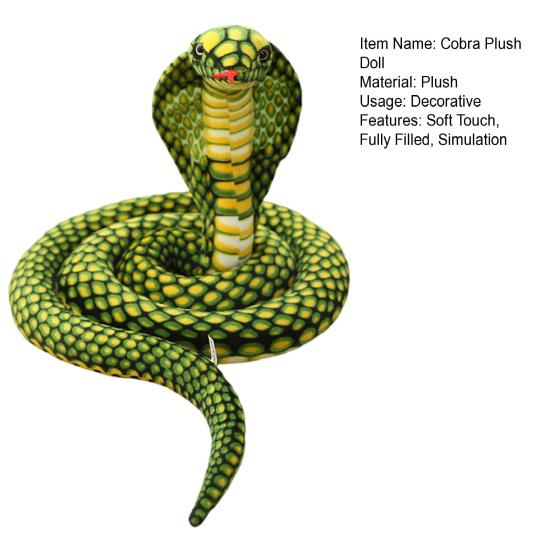 Simulation Snake Plush Toy Realistic Snake Skin Giant Cobra Plushies Funny Trick Toy Soft Stuffed Animal Doll Children Educational Toys Home