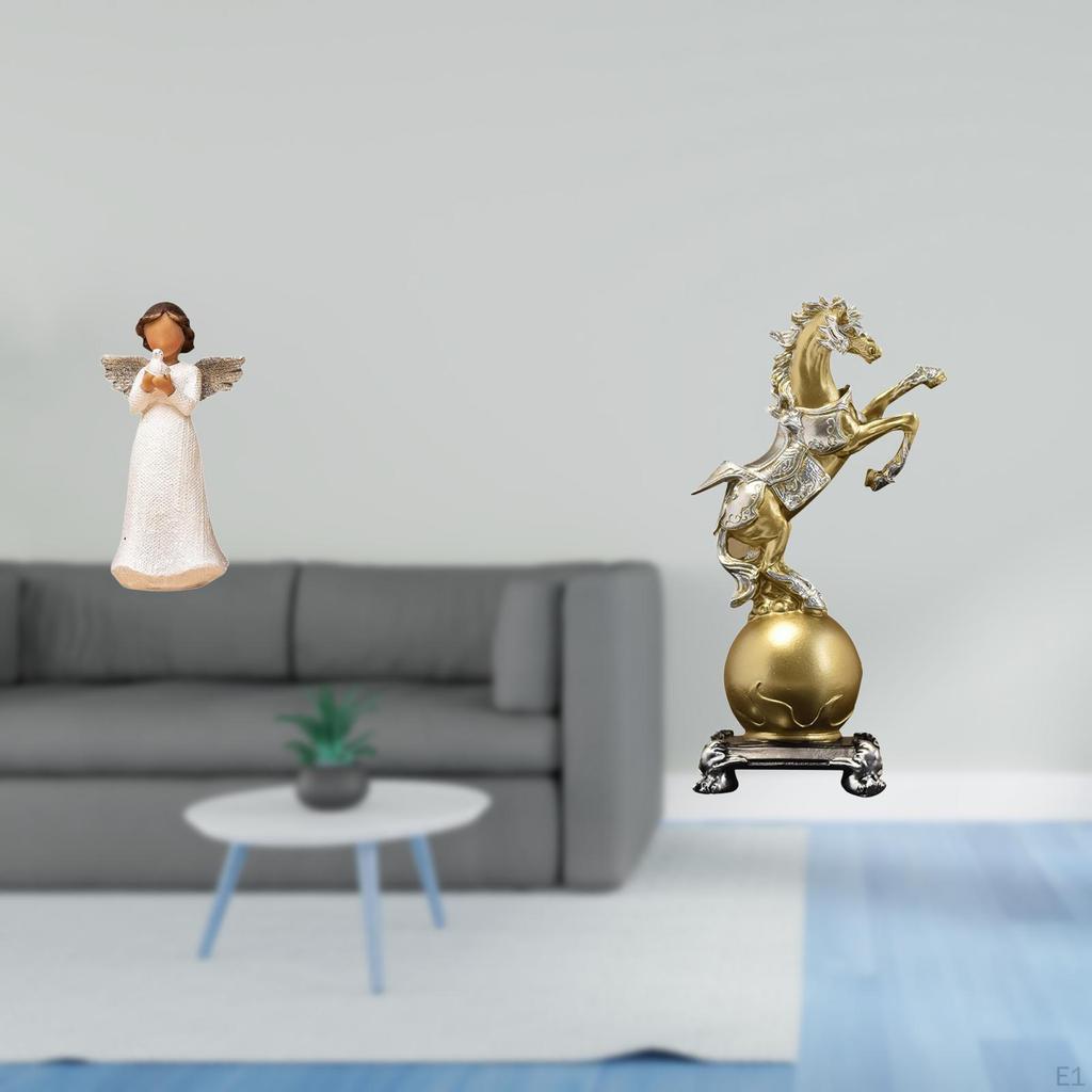 Cherub Horse Resin Figurine Sculpture Ornament Modern Art Collectible Decorative Centerpiece for