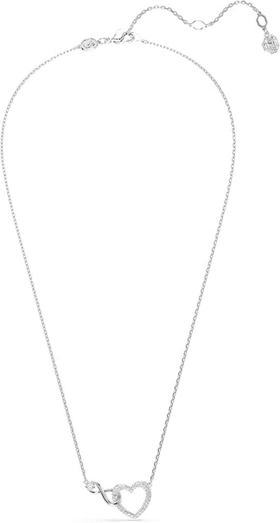 Hyperbola heart and rhodium plated pendant, infinity, white, [product]