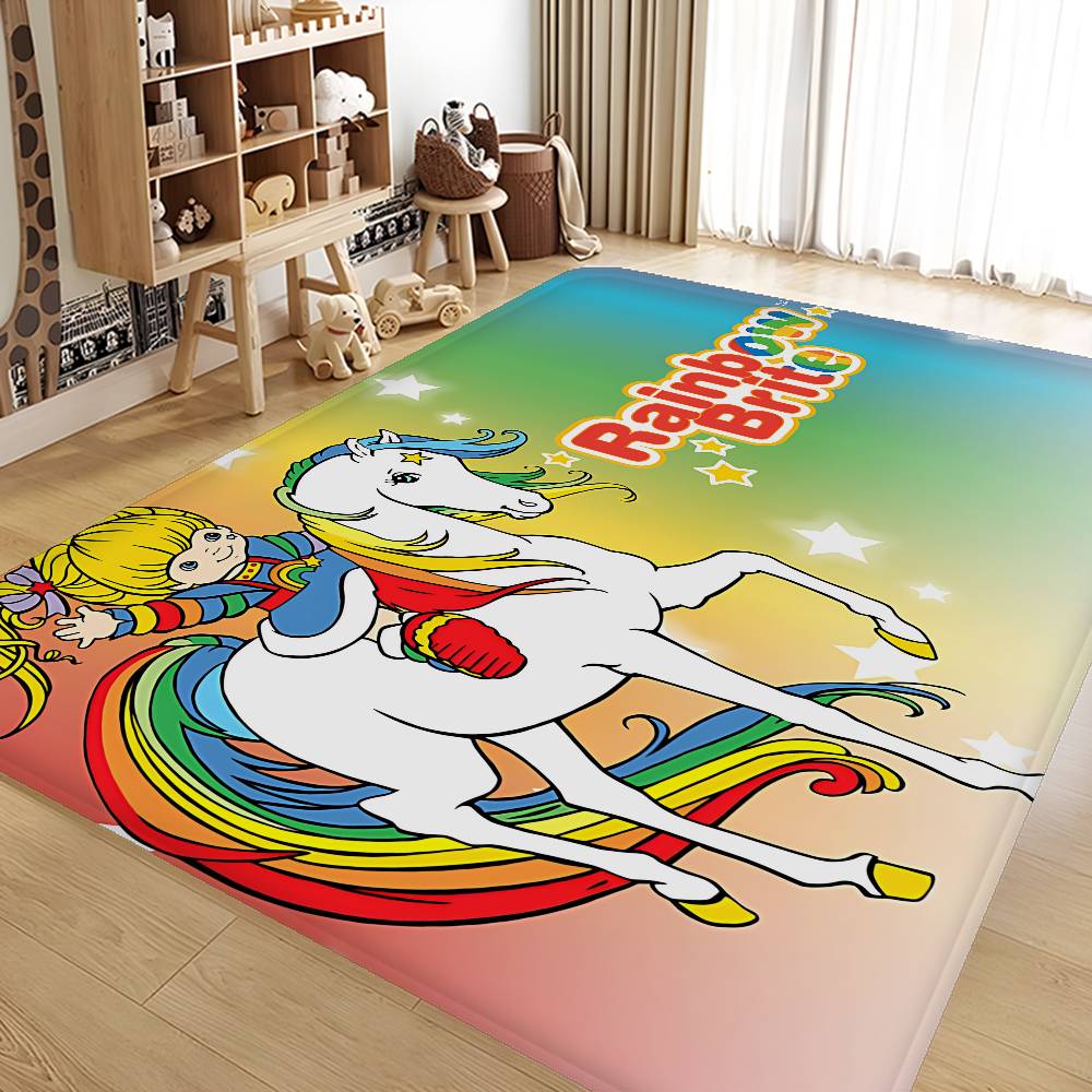 Rainbow Brite Anime Hallway Carpet Non-Slip Laundry Room Mat Laundry Decor Balcony Child Living Room Bedside Area Rugs