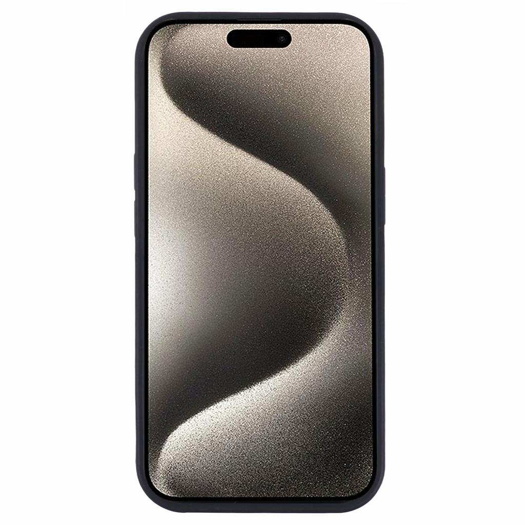 For iPhone 15 Magnetic Case Leather Phone Back Cover Waxy Texture Kickstand