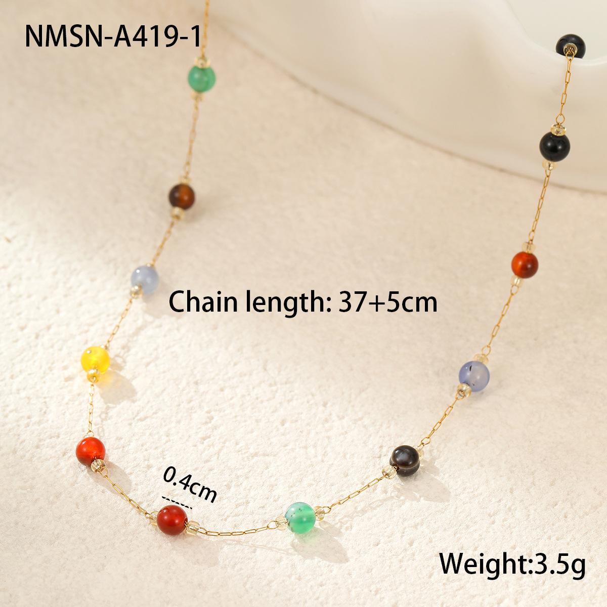 GEMCHIC Women s Colorful Beaded Starry Sky Necklace Stainless Steel 18K Gold Plated Chain Summer Fashion Jewelry 18K