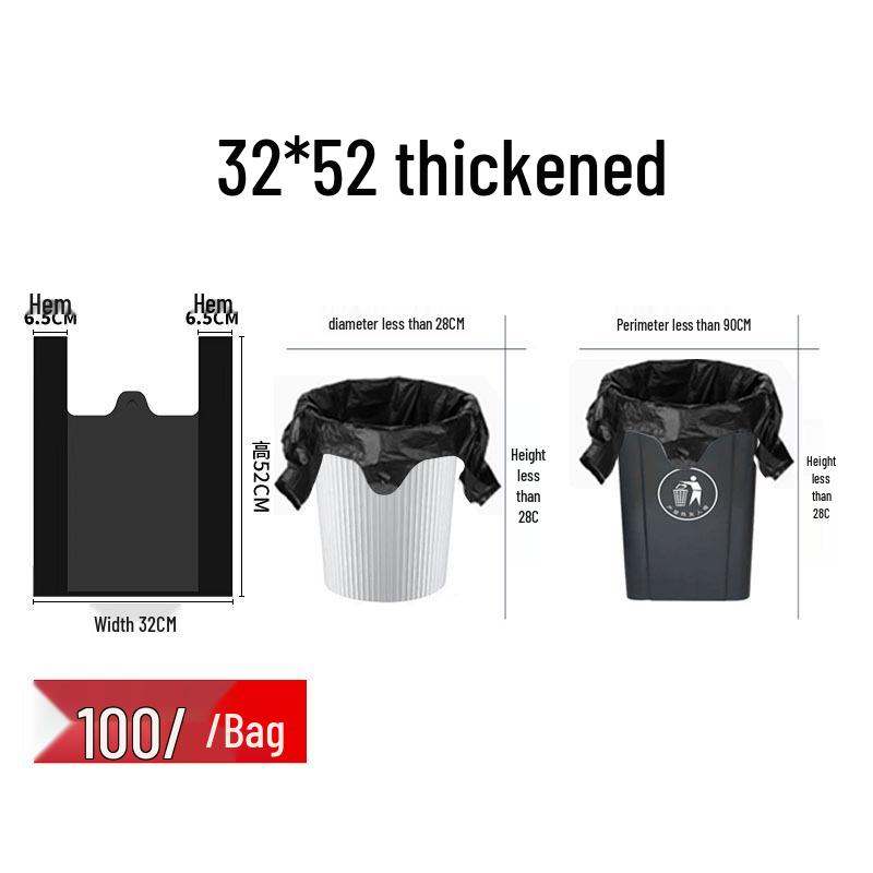 Verdikte Draagbare Zwarte Keuken Vuilniszakken - Duurzame Huishoudelijke Vuilniszakken in Veststijl