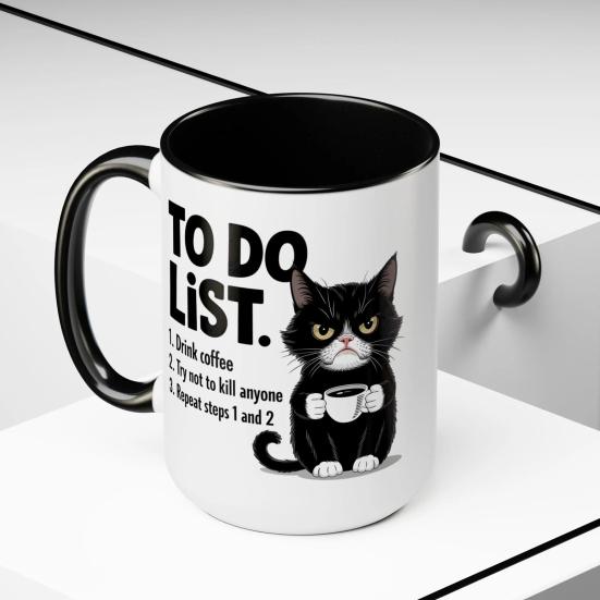 Cat To-Do List Coffee Mug Ceramic Tea Cup with Humorous Checklist