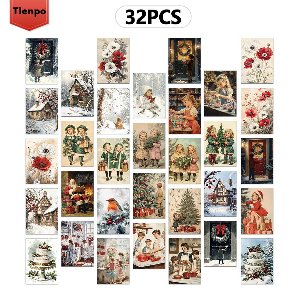 

32 шт., Винтажные рождественские открытки, Рождество, Подарки на день рождения/юбилей, Коллекционные, Идеально для подарка, Готовы к отправке почтой.