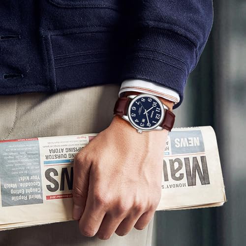 BEN NEVIS Men's Watch, Simple and Stylish, Leather, Casual, Date Display, Waterproof, Analog Quartz Watch, Fashionable for Women and Men, Unisex, Perf