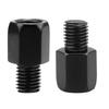 Pair Black Mirror Adapters M10 10MM M8 8MM Motorcycle Rearview Mirrors Conversion Bolt Clockwise Right Hand Thread