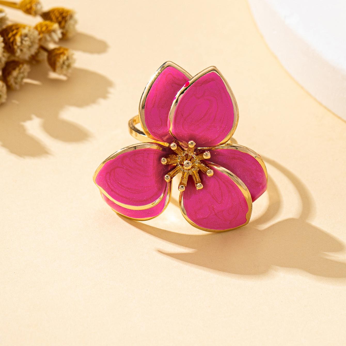 

A Women s Open Ring with Floral Designs in Various Colors to Choose From, a Colorful and Fashionable Open Ring Suitable for Everyday and Vacation Wear