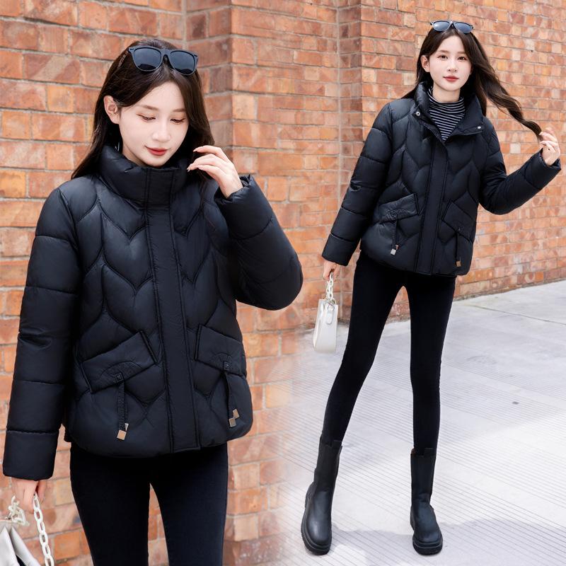Down and cotton jacket women's short autumn and winter 2025 new fashionable loose plus-size stand-up collar thickened warm cotton jacket