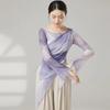 Long Slit Classical Dance Mesh Top Prints Chinese Hanfu  Women Dance Wear