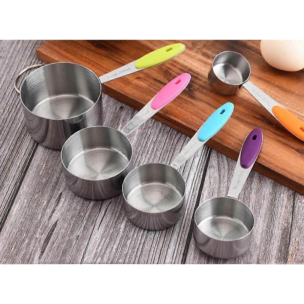 5-teiliges Messbecher-Set aus Edelstahl, Stapelbare Metall-Messbecher, Weit verbreitet für Küchen-Trockennahrung, Koch- und Backmessungen