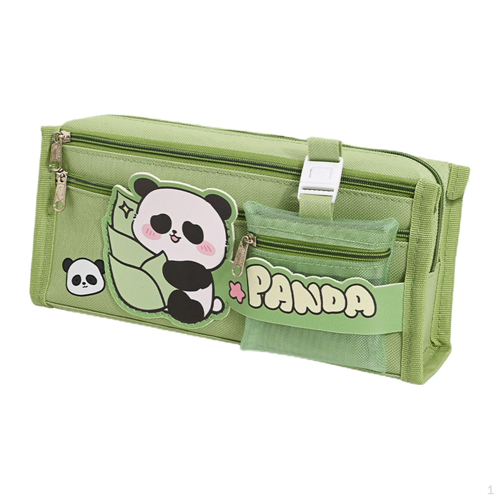 

Пенал из холста, многофункциональная сумка для канцелярских принадлежностей большой емкости для детей Green Panda