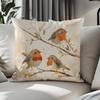 Federa Cuscino in Velluto con Uccellini Carini Morbida Color Pesca Beige Copricuscino Decorativo Stampa su un Lato Per Divano Soggiorno Camera da Letto Arredamento Casa