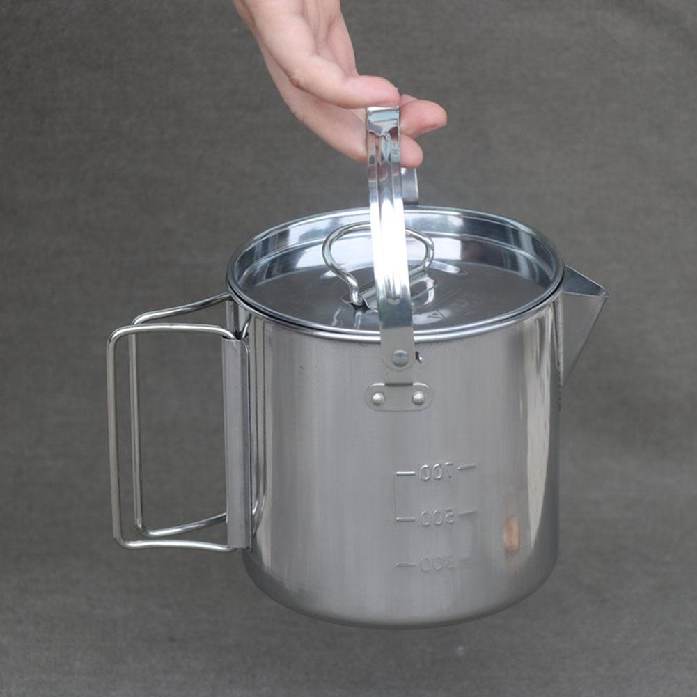 1.2L Outdoors Portable Folding Stainless Steel Kettle Cookware Coffee Tea Picnic Camping Pot