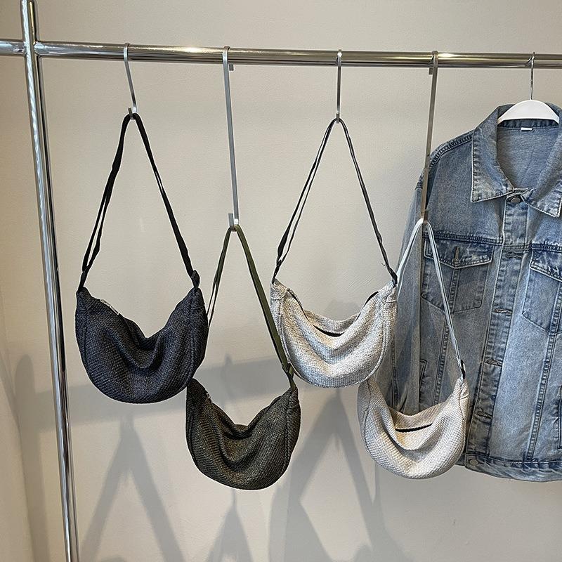 Large capacity casual simple dumpling bag women's new fashion popular shoulder bag solid color versatile messenger cloth bag