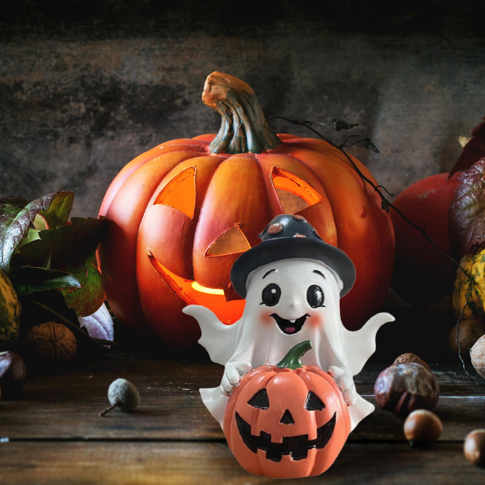 

Halloween Pumpkin Statue Decoration Cute Holiday Gift Pumpkin Figurine for Indoor Dining Room House Bedroom Office