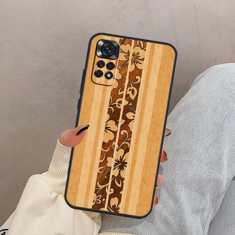 Beach Hawaiian Faux Koa Wood For Xiaomi Redmi Note 14 10 11 12 13 15 Pro Plus Case Cover For Redmi 15 15C 14C 10C 12C 13C