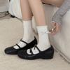 Female Autumn New Style Sweet Double Bow Match Color Lace In The Tube Pile Socks
