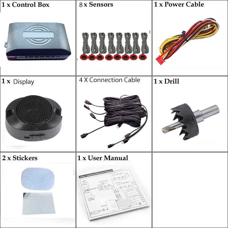 12V 16.5mm Parking Sensor Kit Universal 6/8 Sensor Buzzer Reverse Radar Sound Alarm Indicator Probe System