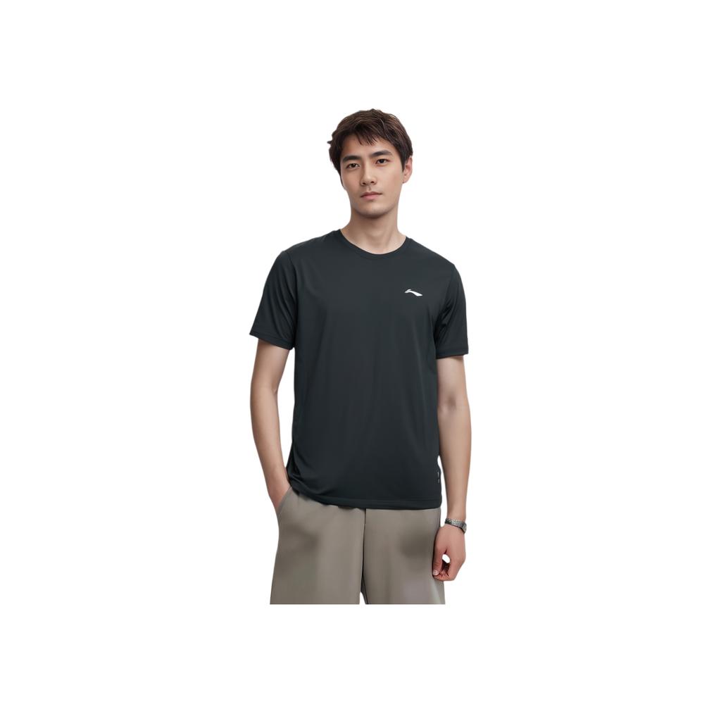 Li-Ning Quick-Dry Breathable Knitted Round Neck Short Sleeve T-Shirt Men Tops Black AHSR591-2