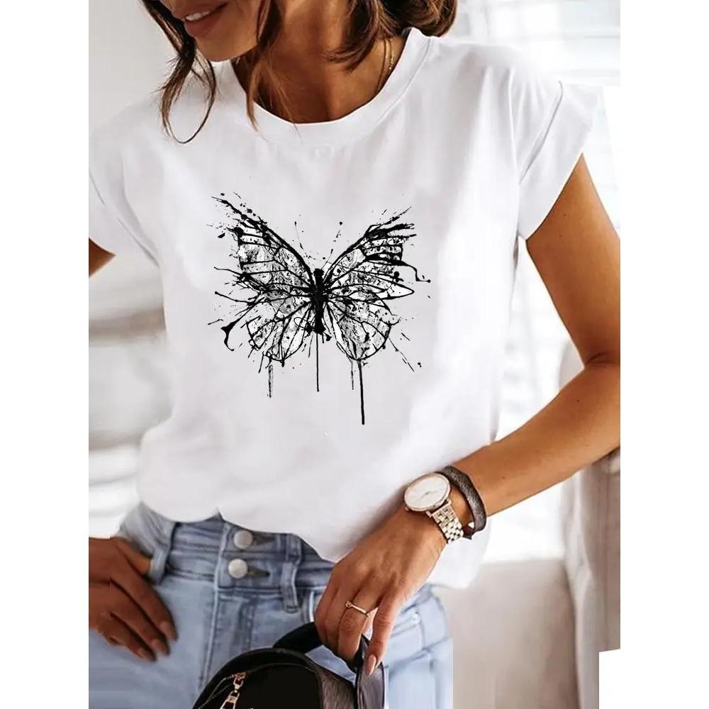 2025 Summer Women Clothes Style Trend Print T-shirt Fashion Short Sleeve Cute Casual Clothing