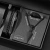 4PCS Black Men's Watch Set Business Trend Versatile Roman Digital Scale Quartz Watch Bracelet Necklace Ring Set Perfect Gift Set