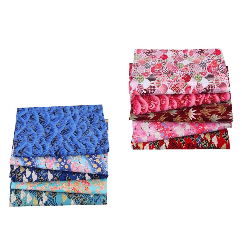 10PCS Japanese Floral Fabric Squares for Quilting Crafting Sewing